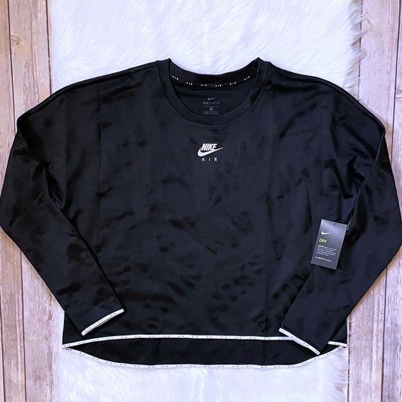 Nike Air Women’s Long Sleeve Running Top In Black - Picture 2 of 9